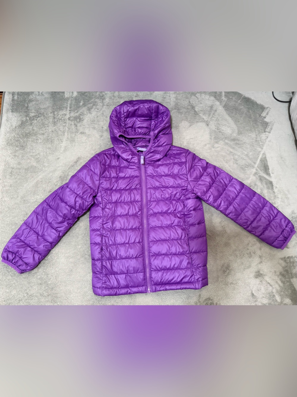 Girls Lightweight Hooded Puffer Jacket - Purple
